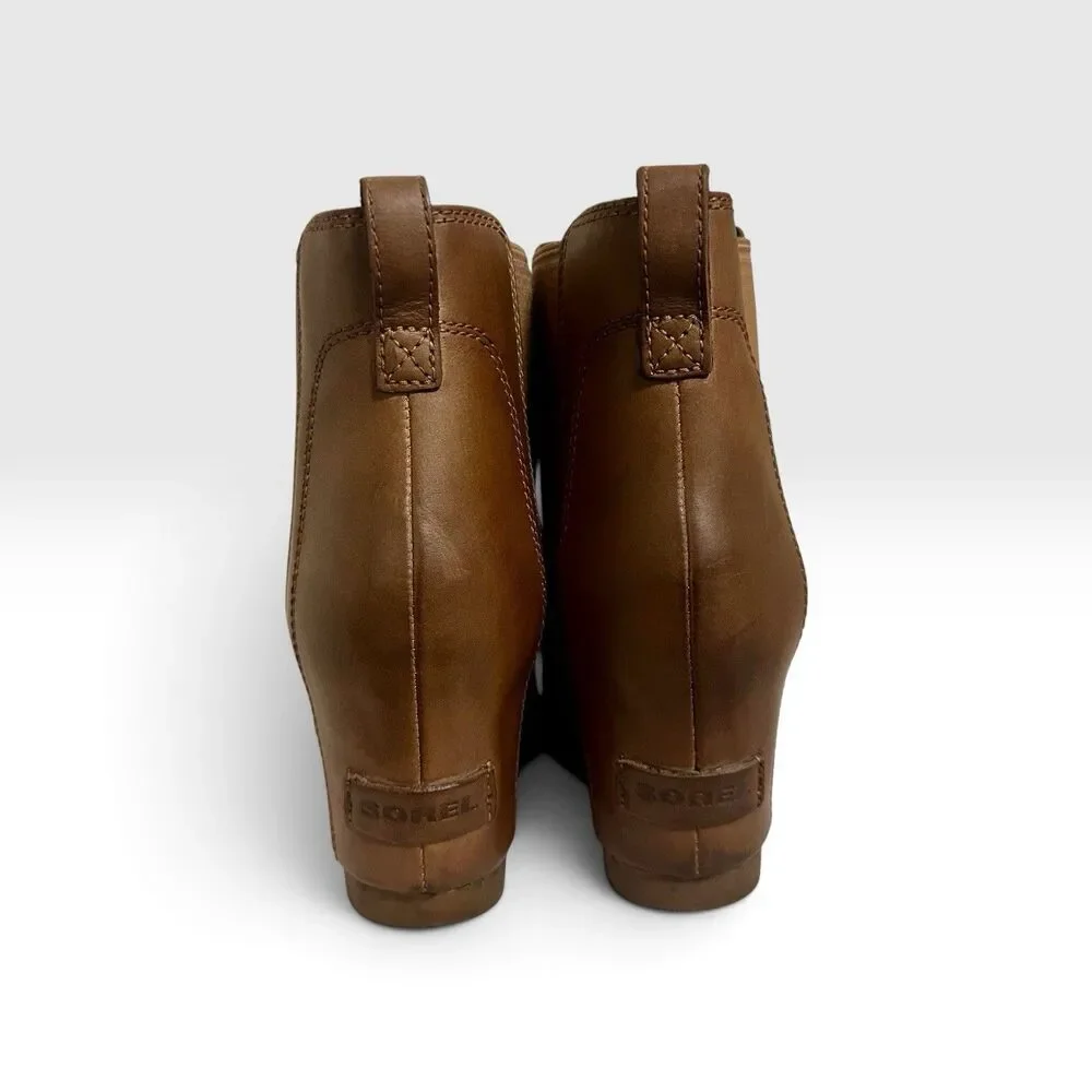 Sorel Joan Arctic Wedge Chelsea Boots Women’s 9.5 Brown Leather NL2334-286